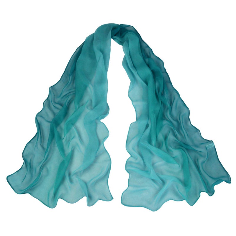 PANTONIGHT Teal Chiffon Long Scarf Gradient Green Shaded Colors Lightweight Scarf For Womens (COL 705) - Image 2